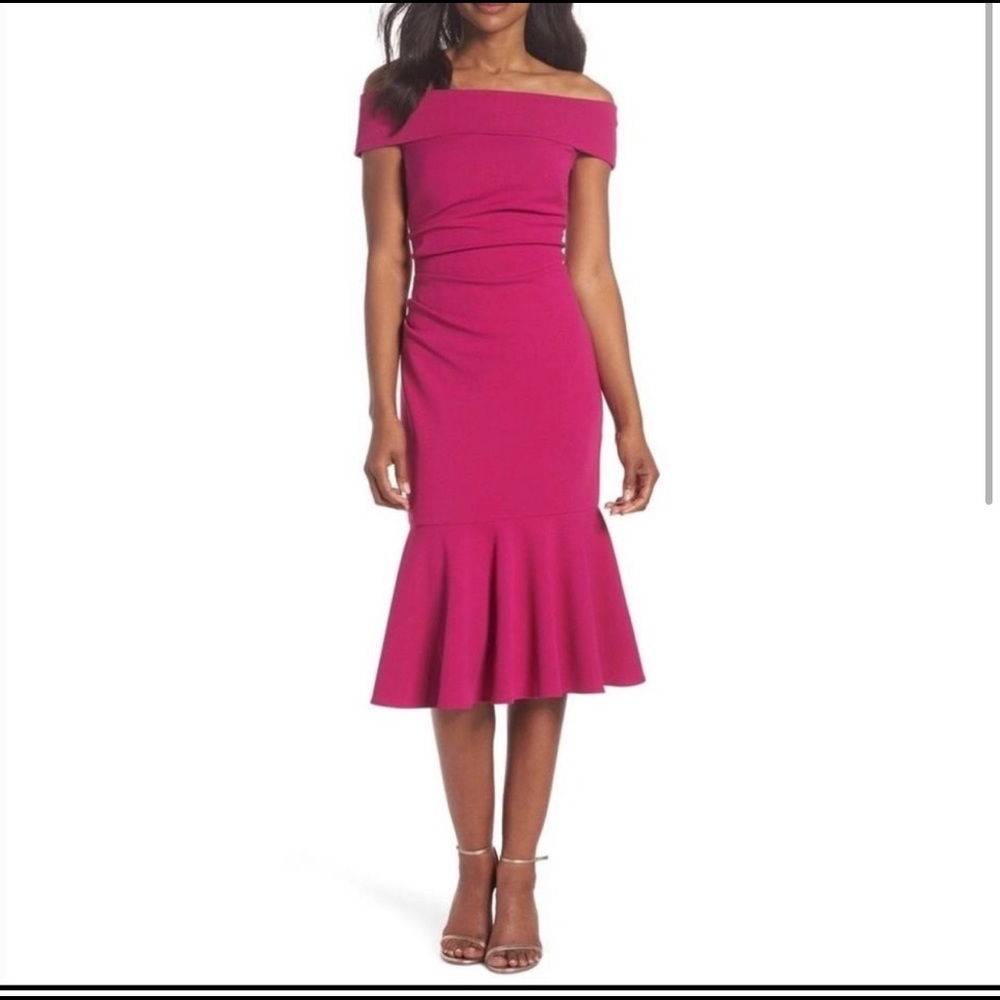 Vince Camuto Fuchsia Off The Shoulder Dress Size 10
